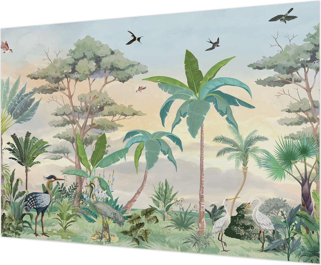 Wandtapete - Dekorative Tapete für Wohnzimmer - Tapetenfolie für Wanddekoration - 208x146 cm - Exotische Flora