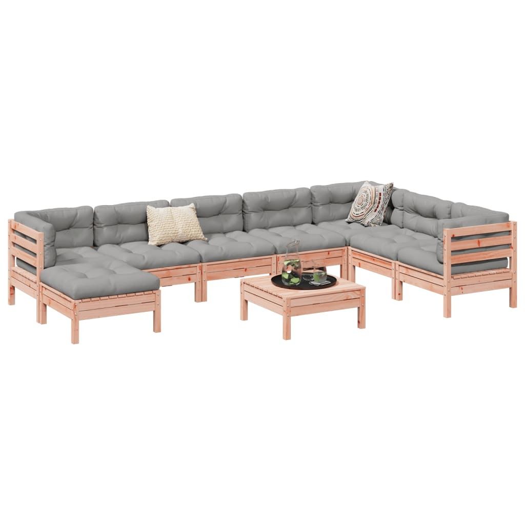Maison Exclusive - 9-tlg. Garten-Sofagarnitur mit Kissen Massivholz Douglasie