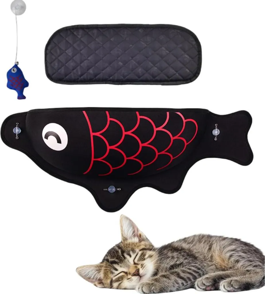 Tana Gatto da Finestra Pesce Nero: Amaca Anti-Noia con Ventose