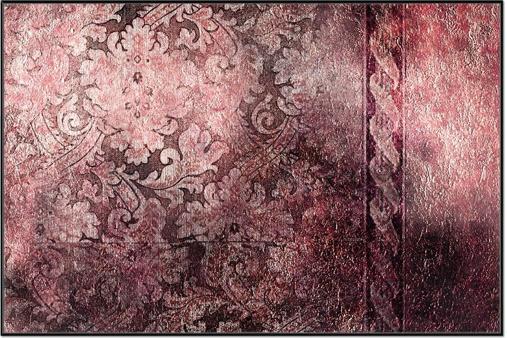 Wallario Wandbild Schnörkelmuster in rot, Größe: 61 x 91,50 cm, Poster mit schwarzem Aluminiumrahmen