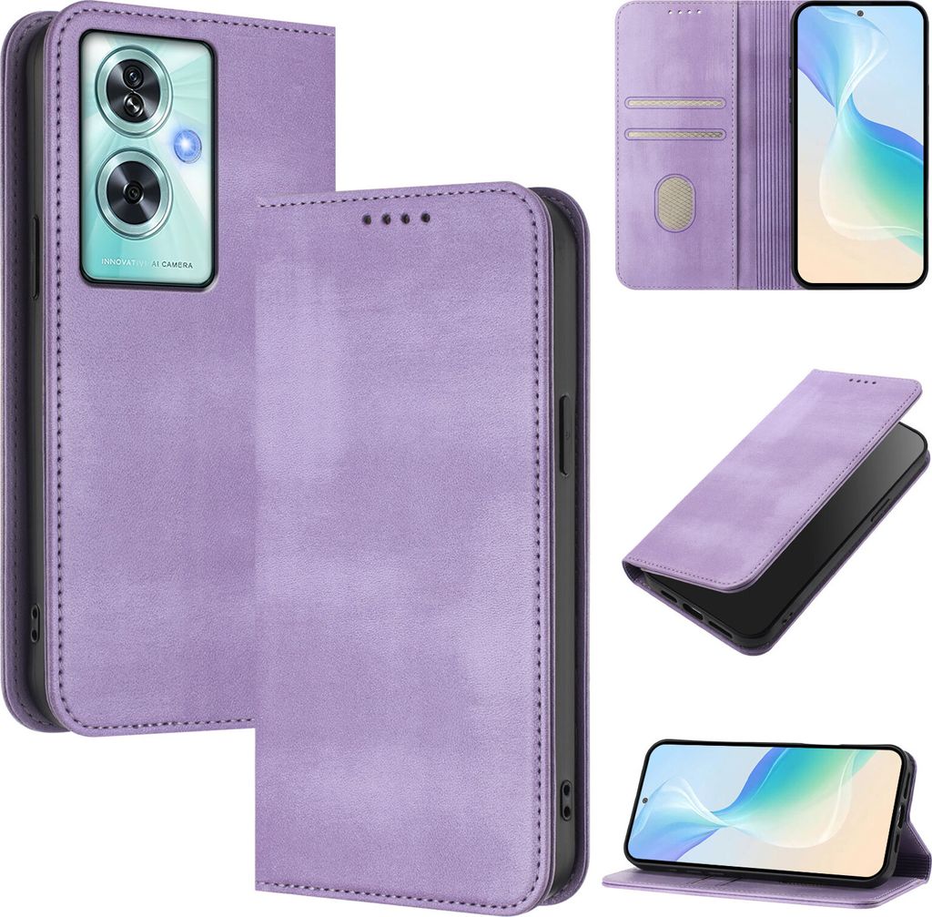 Handyhülle für OnePlus Nord N30 SE, Vintage Leder RFID Schutz Kartenfach Standfunktion Magnetische Klapphülle Violett