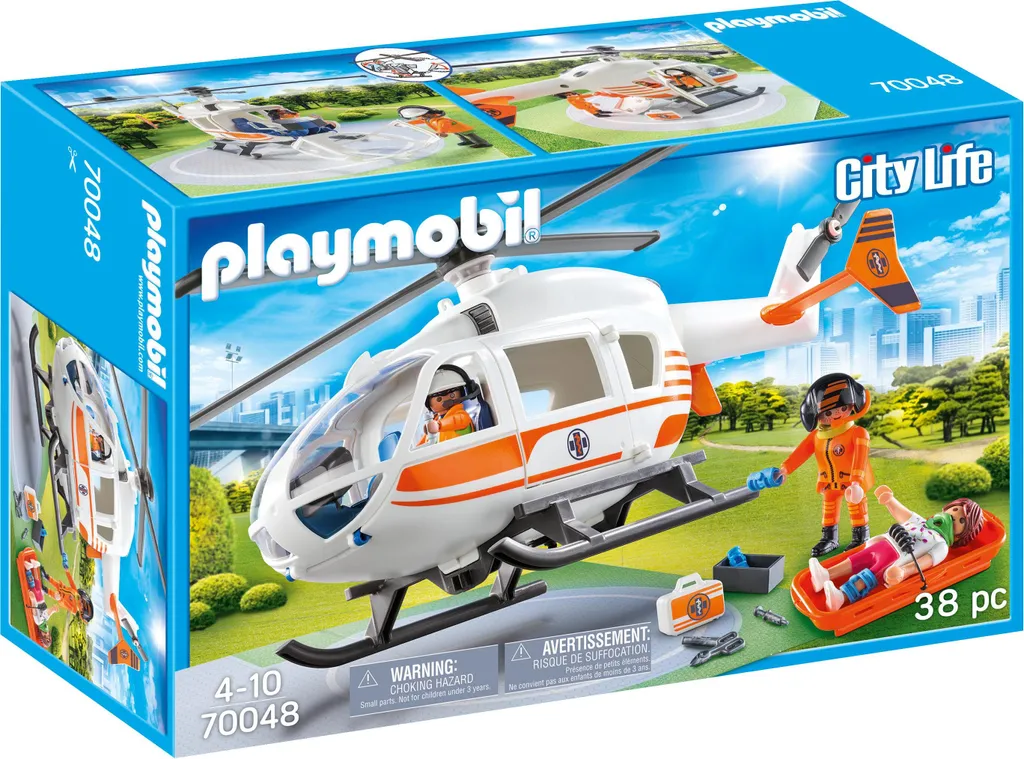 Hélicoptère de secours PLAYMOBIL 70048 jouet enfant avec figurines