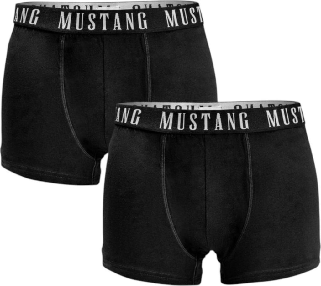 Mustang Herren Boxershorts 2er Pack - Bequeme Baumwollunterwäsche mit Elasthan, Weicher Bund mit Logo, Schwarz, Komfortabler Sitz XXL
