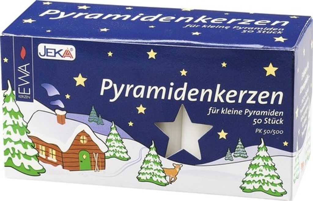 Pyramidenkerzen Ø 1,4 cm H 7 cm weiß 50 Stk. Produktbild 