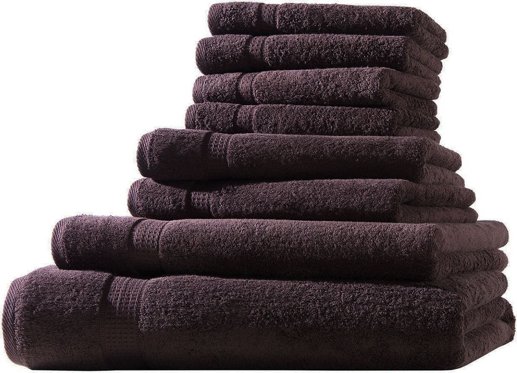 XL-Set 8tlg Frotteetücher Elegance 100% Baumwolle 500 gsm Gästetücher Handtücher Duschtücher Badetücher braun
