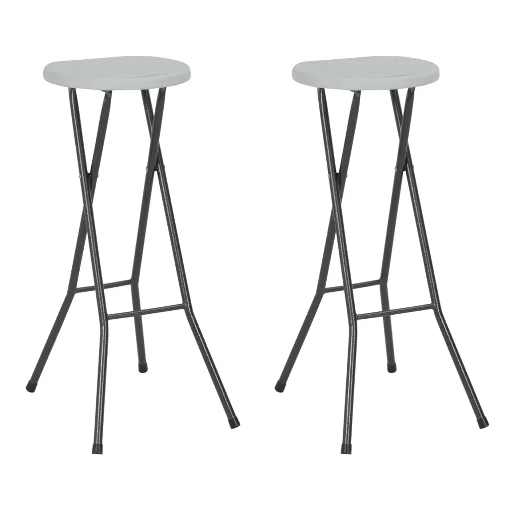 Tabouret de bar pliable 2 pcs blanc : gagnez de la place avec élégance