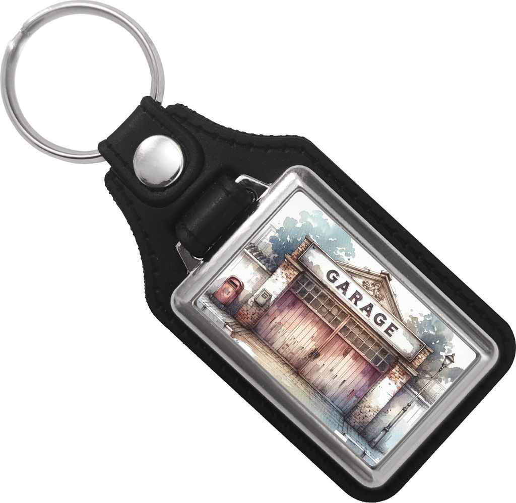 Garage Schlüsselanhänger mit Kunstleder-Anhänger