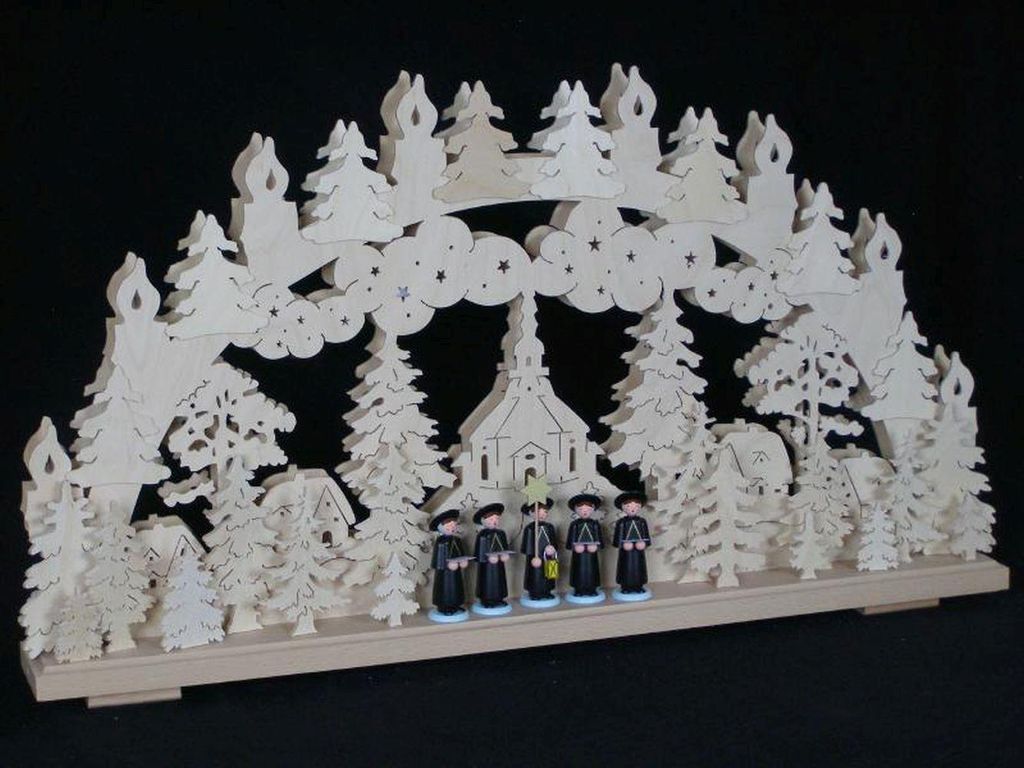 Schwibbogen mit Kurrende Kirche und Beleuchtung BxHxT 70x36x7cm NEU