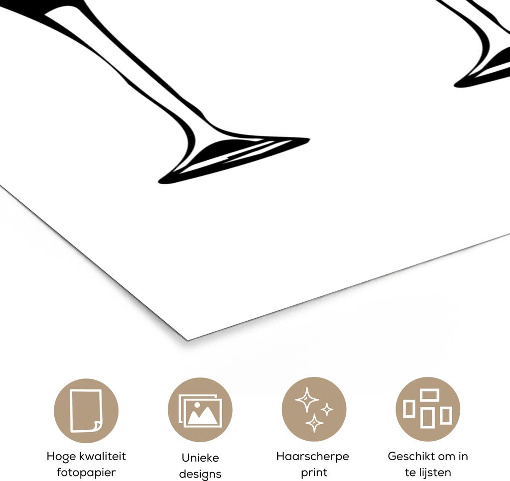 MuchoWow Poster Illustration - Weingläser - Wein - Zeichnung - Bild 80x120 cm - Papierdruck