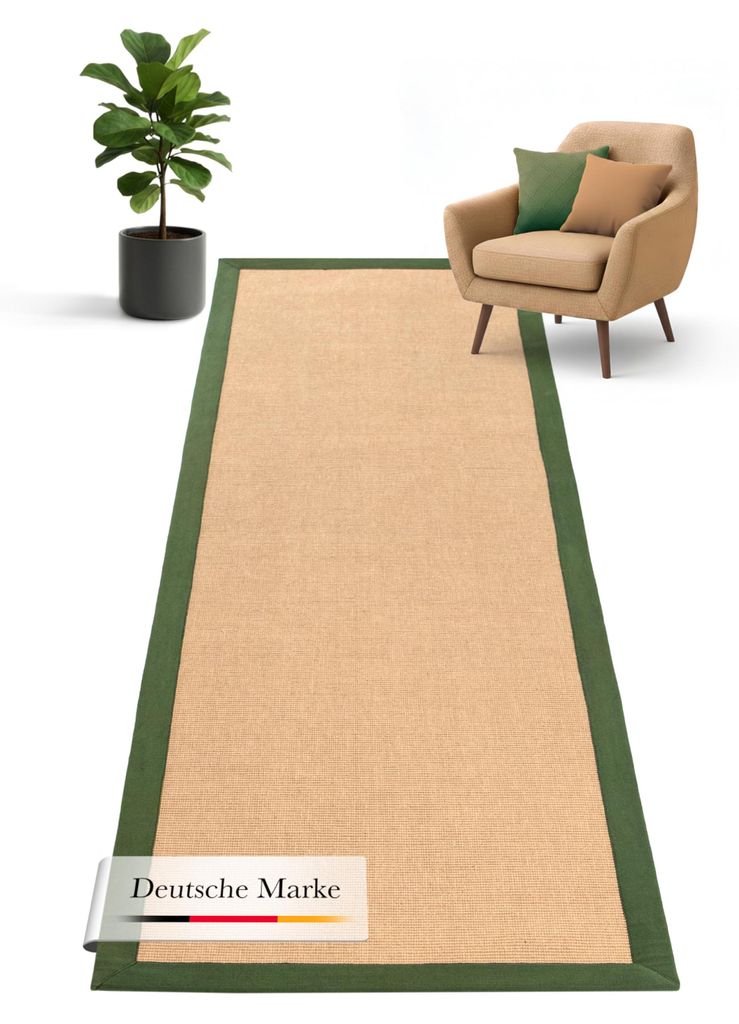 Sisalteppich Läufer Grün 75x300 cm | Moderner Teppich für Produktbild 