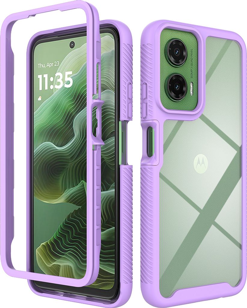 Hülle für Motorola Moto G35, Hybrid Transparente Rückseite TPU Bumper Stoßfest Schutzhülle Lila