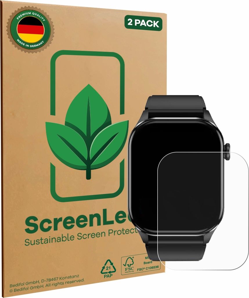 2x ScreenLeaf Schutzfolie für SOUYIE T98 2.04" nachhaltiger Produktbild 