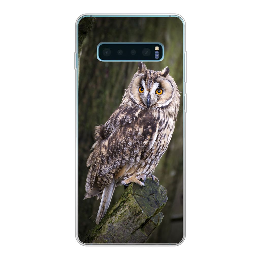 MuchoWow Handyhülle Schutzhülle Hülle für Samsung Galaxy S10 Lite Eule - Nahaufnahme - Baum Silikon Softcase Handy Hülle - Schutz