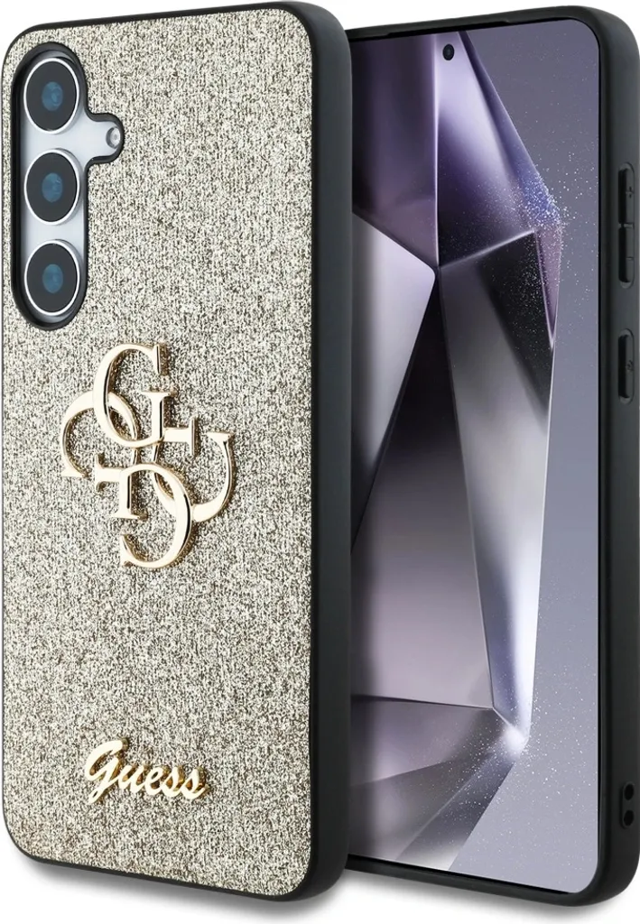 Custodia Guess fissa Glitter Big 4G Metal Logo Do Samsung Galaxy S25+ Złoty