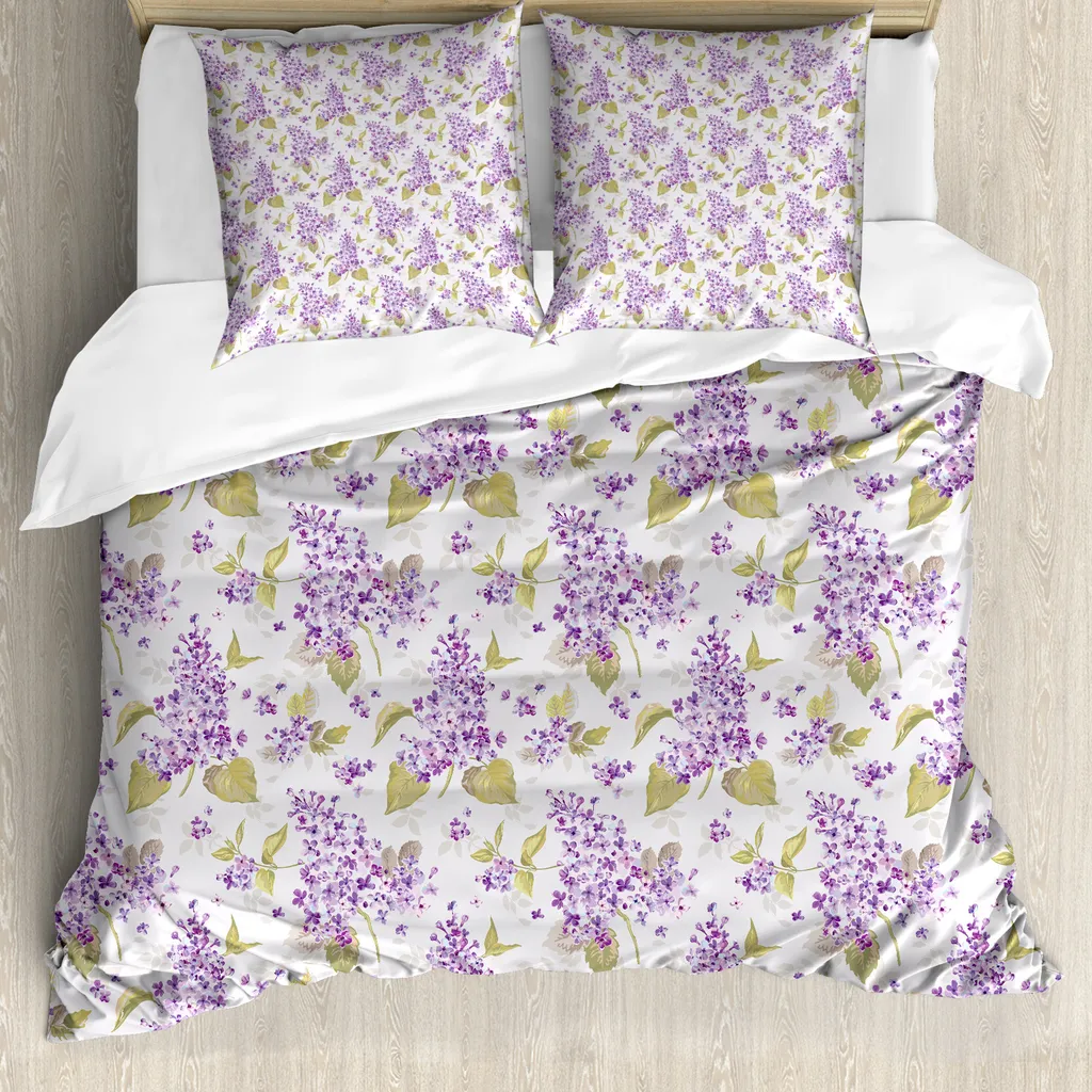 Set Copripiumino Matrimoniale ABAKUHAUS Viola Lilla Retrò Antiacaro