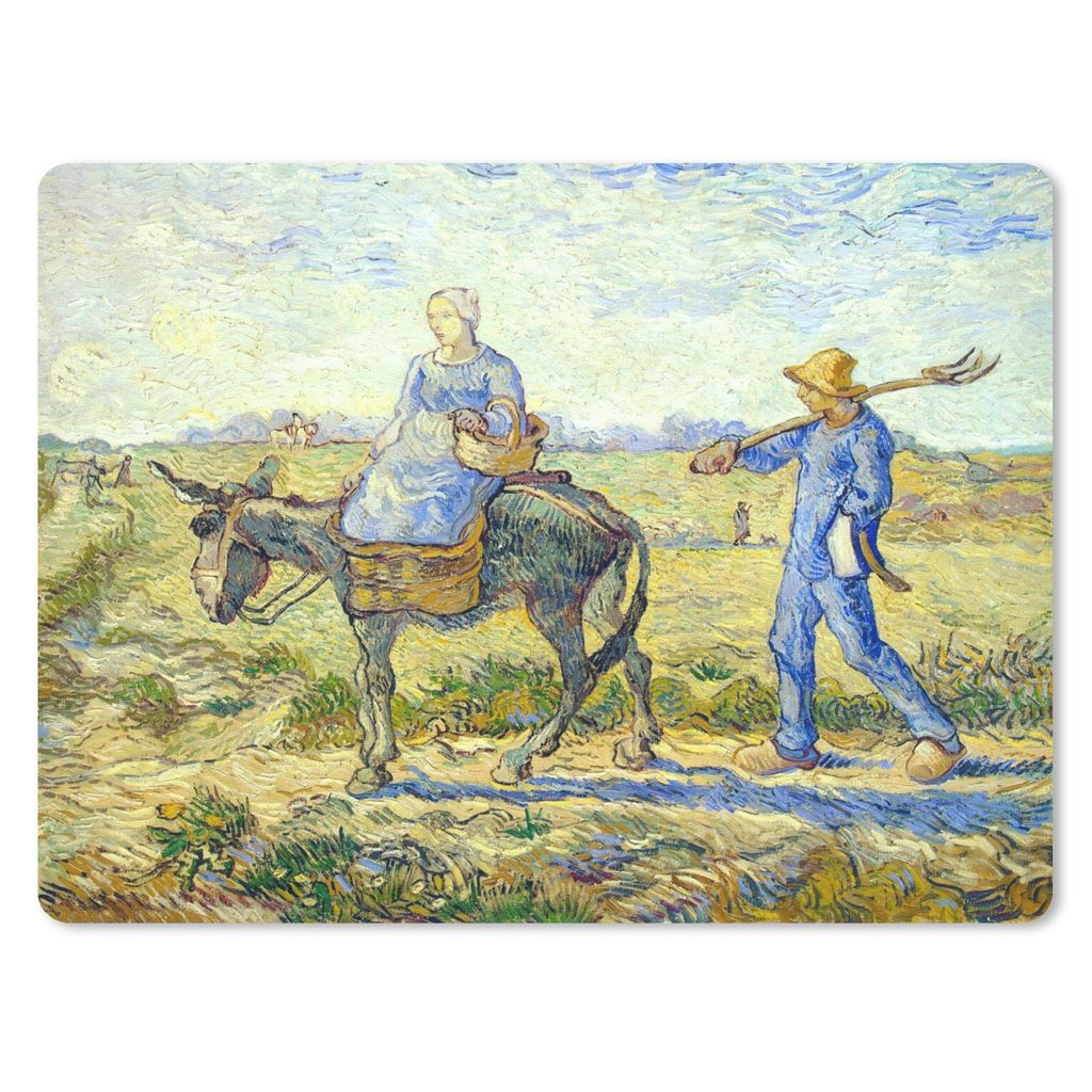 MuchoWow Mauspad Mousepad Bauernpaar geht zur Arbeit - Vincent van Gogh 40x30 cm - Mousepads - Maus Mat - Pad - Mausunterlage - Anti Rutsch