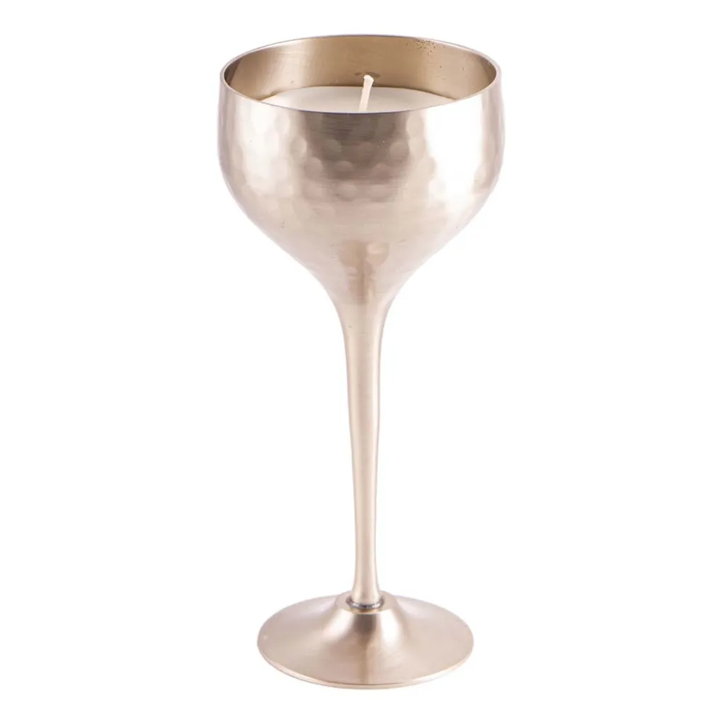 Candela Naturale Soia Amalia Argento | Vaso Riutilizzabile Ottone