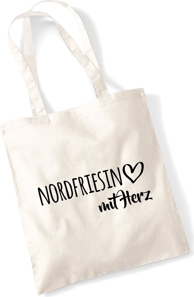 Huuraa Jutebeutel Nordfriesin mit Herz 10 Liter Natural Baumwolle Tasche Geschenkidee
