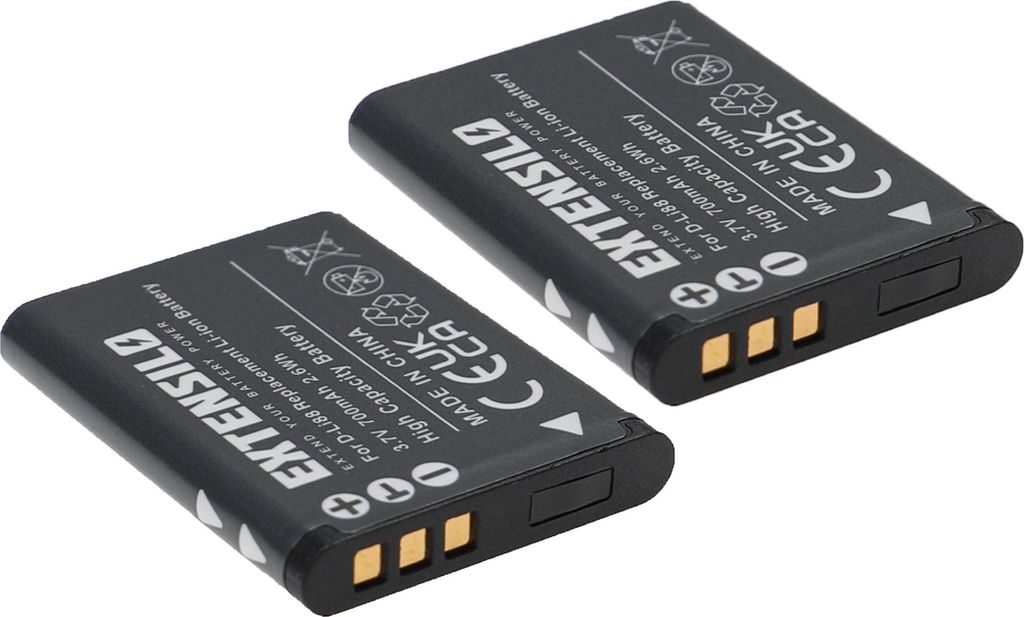 EXTENSILO 2x Akku kompatibel mit Sanyo Xacti VPC-X1240, VPC-GH3, VPC-GH1, VPC-PD1, VPC-SH1, VPC-X1200, VPC-X1220 Kamera (700 mAh, 3,7 V, Li-Ion)