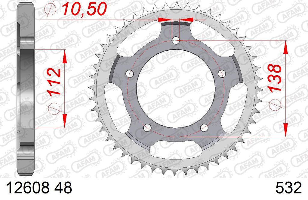 AFAM Kettenrad 12608-48 radseitig hinten 1 04kg