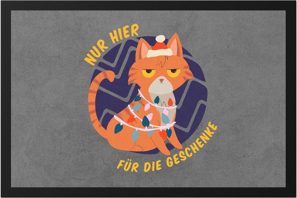 Nur Für Die Geschenke Hier Fußmatte Lustiges Katzen Motiv Katzenliebhaber Weihnachten Weihnachtsfest
