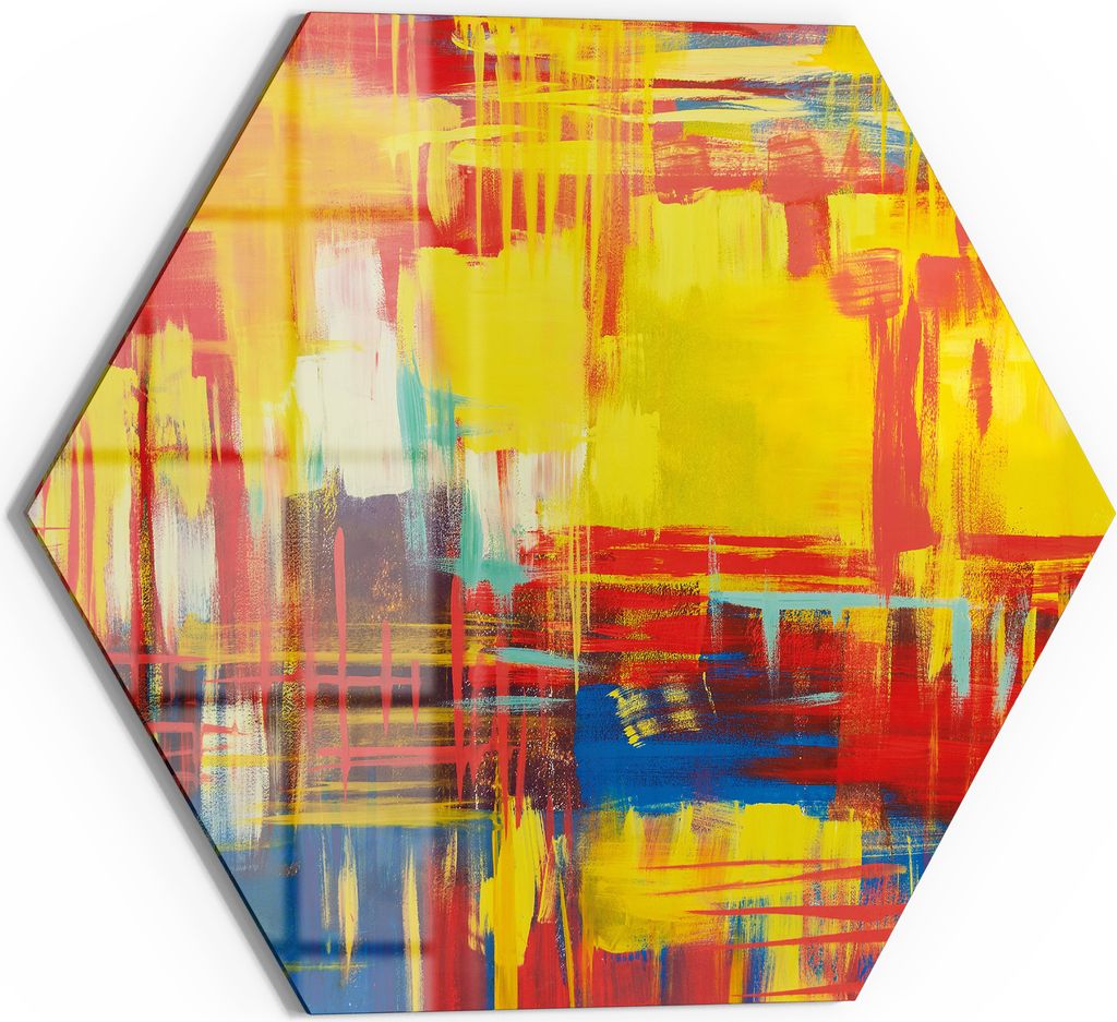 DEQORI Magnettafel Glas 55x48 cm 6-eckig 'Feuerwerk der Farben' beschreibbar Whiteboard Küche