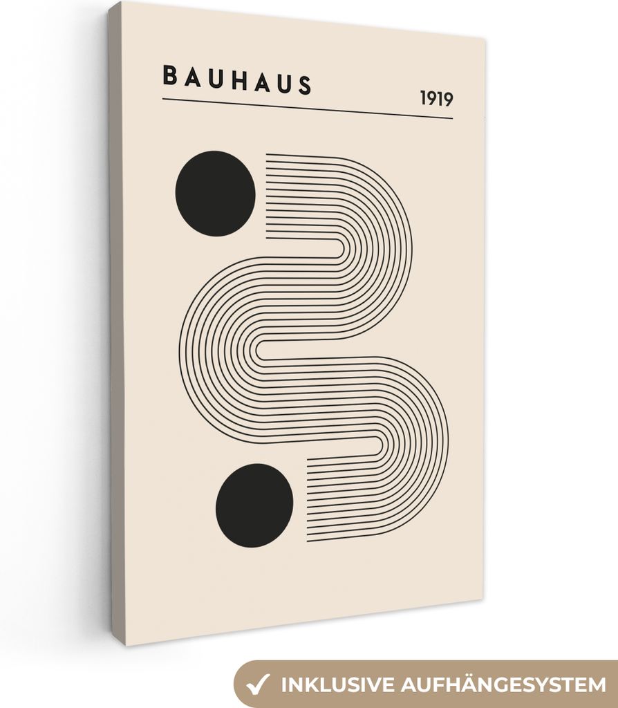 MuchoWow - Leinwandbilder - Bauhaus - Abstrakt - Kunst - Vintage - Kunst, Wandbild, Wanddeko Bilder Wohnzimmer, 20x30 cm