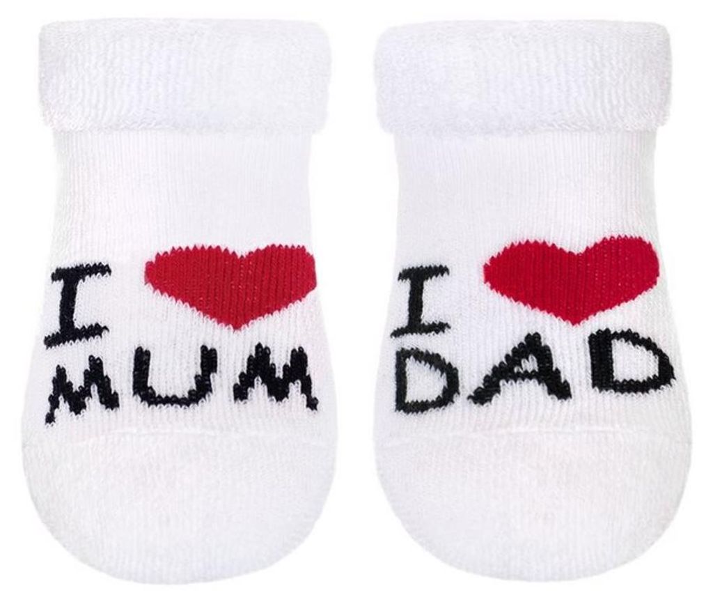 Baby Frotteesocken New Baby weiß I Love Mum and Dad, Gr. 62 (3-6m)