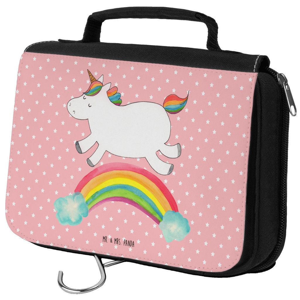 Mr. & Mrs. Panda Kosmetiktasche Einhorn Regenbogen - Rot Pastell - Geschenk, Unicorn, Kulturtasche, Einhornpower, Erwachsenwerden, badtasche, Make-...