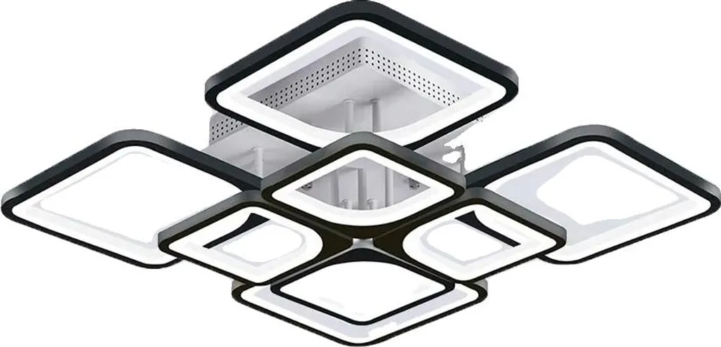 Plafonnier LED intelligent noir 8 carrés réglable pour grande surface