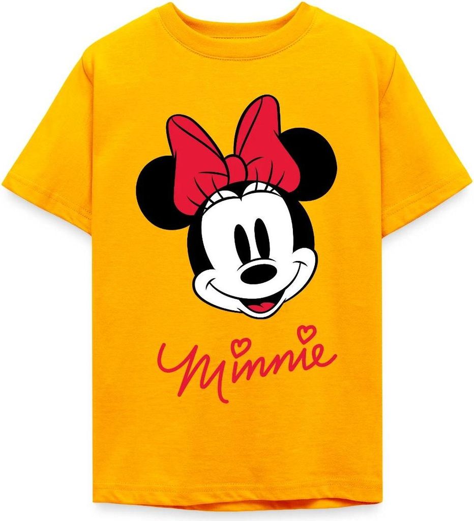 Mickey & Minnie Schriftzug Teenager T-Shirt, 134/146 (9-11 Jahre), Gold