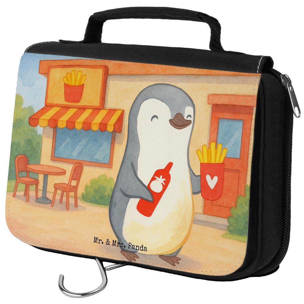 Mr. & Mrs. Panda Kulturtasche Pinguin Pommes Design - Weiß - Geschenk, kosmetiktäschchen, Hochzeitstag, Jahrestag, badtasche, beauty case, Freund...