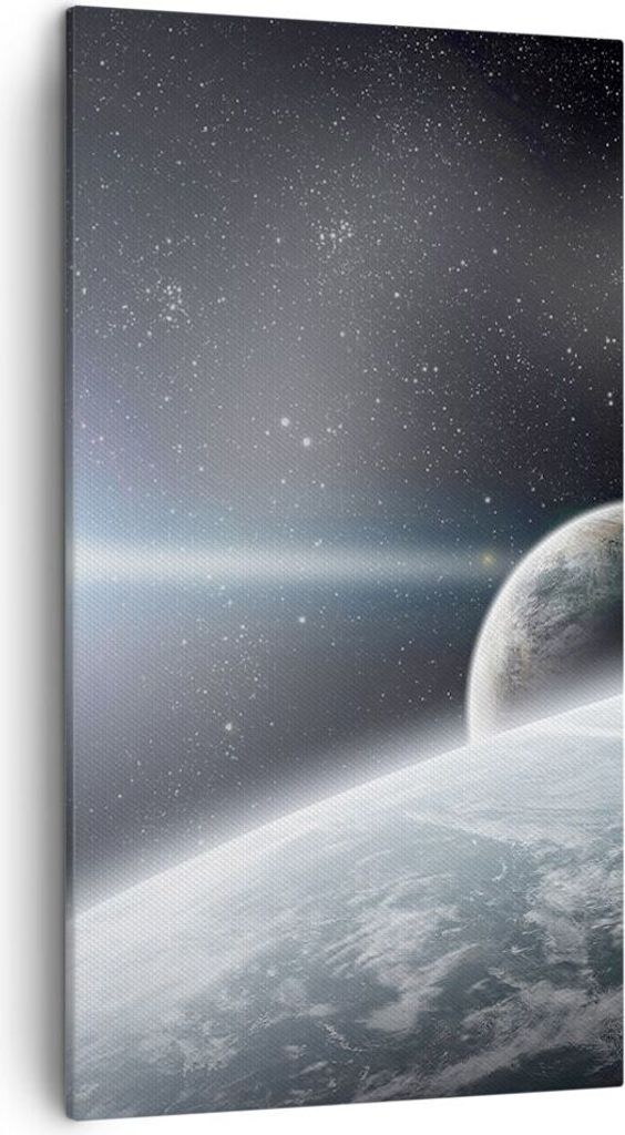 Bild auf Leinwand - Leinwandbild - Planeten Kosmos Sterne - 45x80cm - Wand Bild - Wanddeko - Leinwanddruck - Bilder - Kunstdruck - Wanddekoration -...