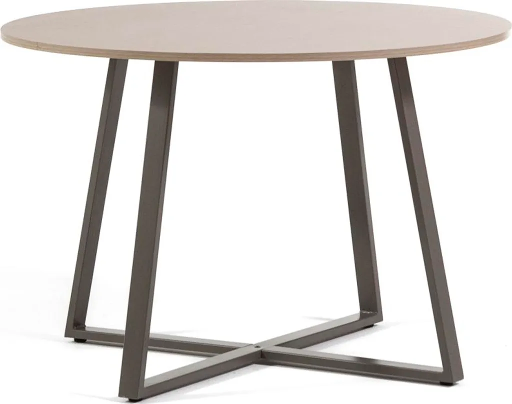 Table à manger ronde design scandinave 110 cm en mélamine et métal