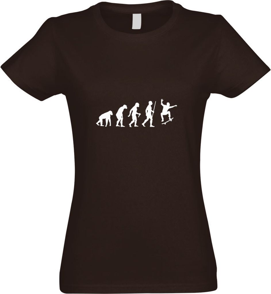 Kiwistar - T-Shirt tailliert - Damen - Chocolate - Skateboard Skaten Evolution - mit Motiv Bedruckt - Funshirt Design - Sport - Freizeit - Damen - L
