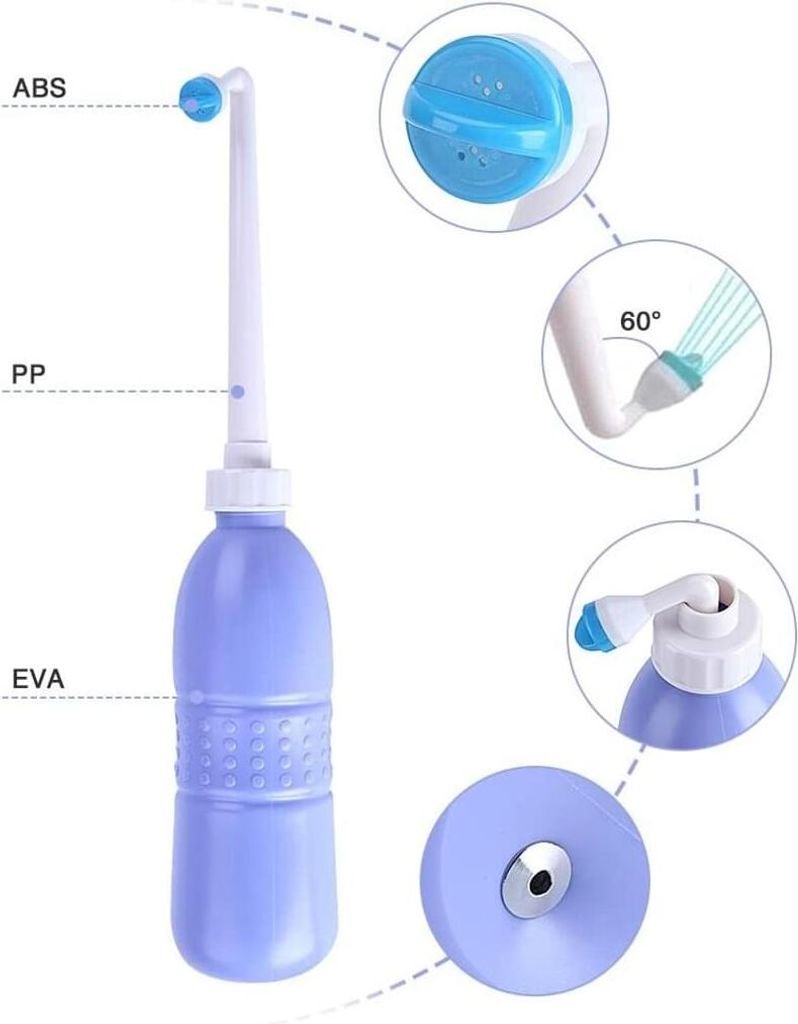 Tragbarer Bidet-Sprayer, Reise-Bidet-Flasche für persönliche Hygiene, Handgerät, Bidet-Spray ohne Druckluft, Flasche mit Wischer