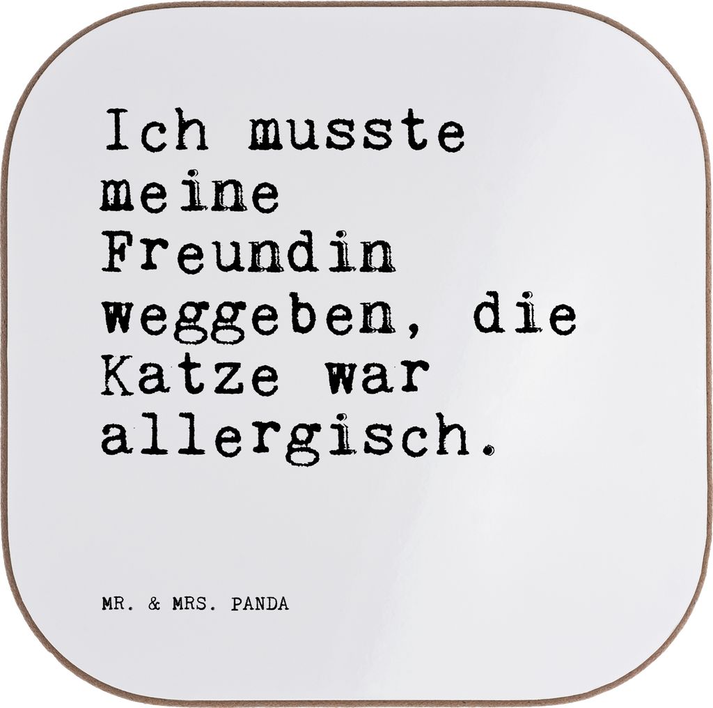 Mr. & Mrs. Panda Tischschoner Ich musste meine Freundin... - Weiß - Geschenk, Geld, Sprüche, Partner, lustig, Coaster, Untersetzer Tasse, für Gl...