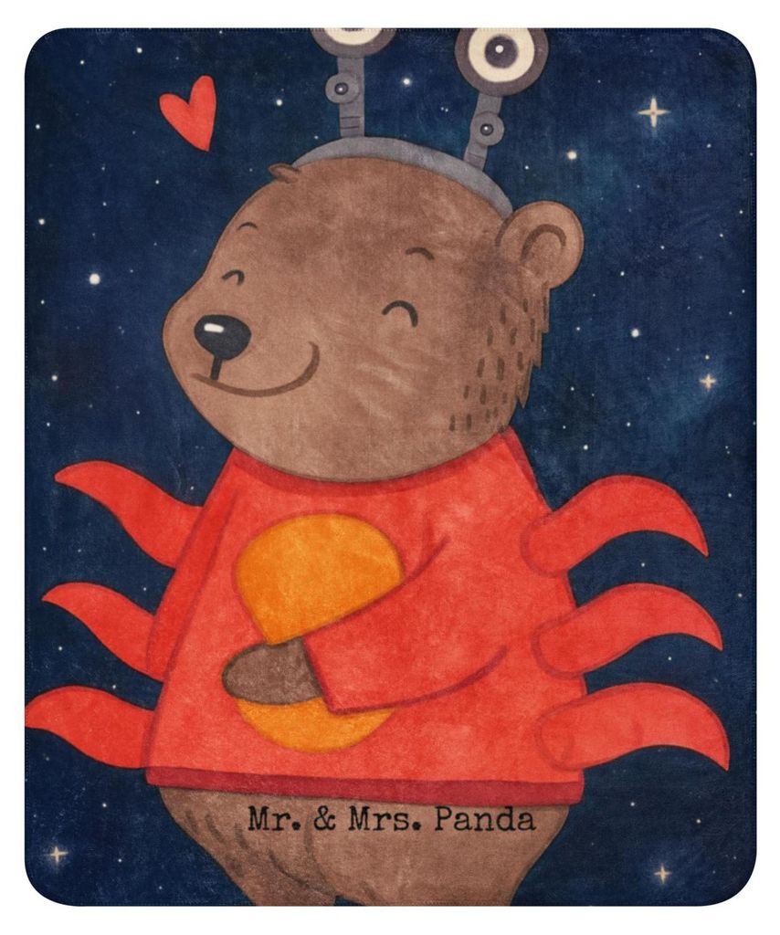 Mr. & Mrs. Panda Überwurf Krebs Astrologie Design 130 x 155 cm - Weiß - Geschenk, Sherpa Decke, Tagesdecke, Sternzeichen, Kuscheldecke, Couchdeck...