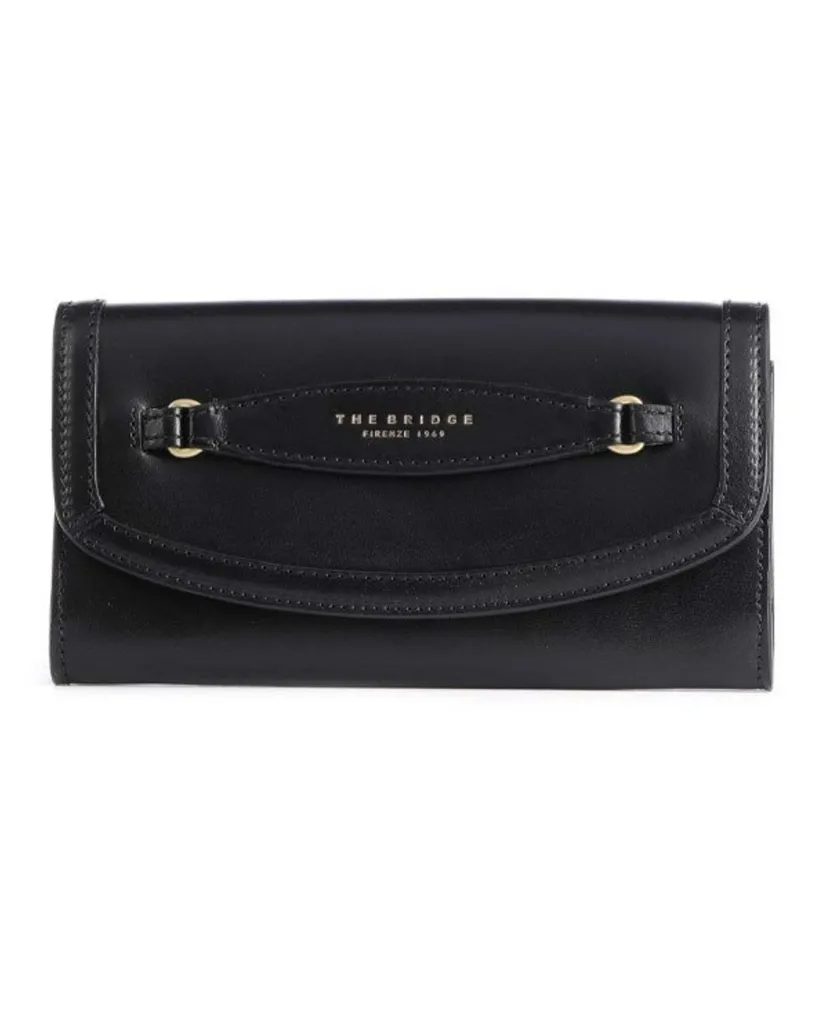 Grand Compagnon Femme The Bridge Bettina en Cuir Noir Véritable Luxe