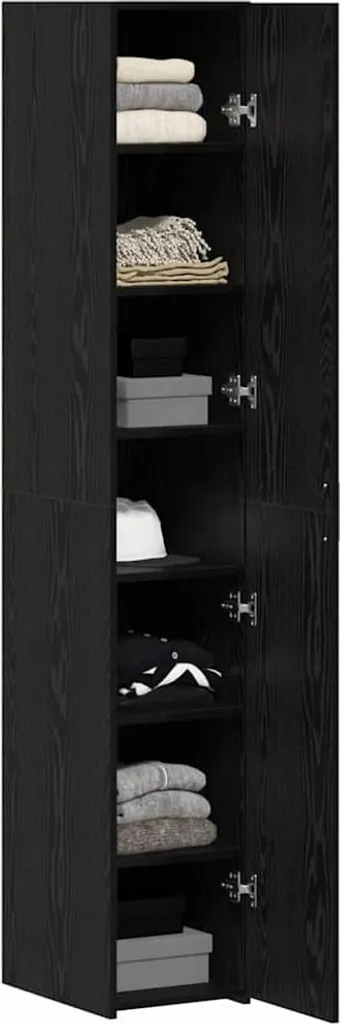 Mobile alto 2 pezzi effetto rovere nero 30 x 42,5 x 185 cm