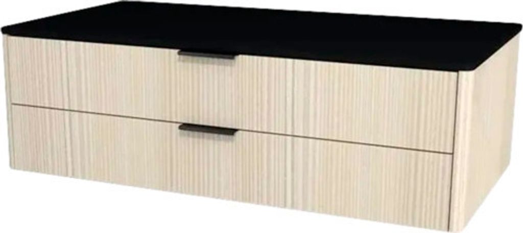 Waschtischunterschrank mit 2 Schubladen Devo Lotos BxHxT 100 x 31 cm x 53 cm Frontfarbe structure avola cremeweiß