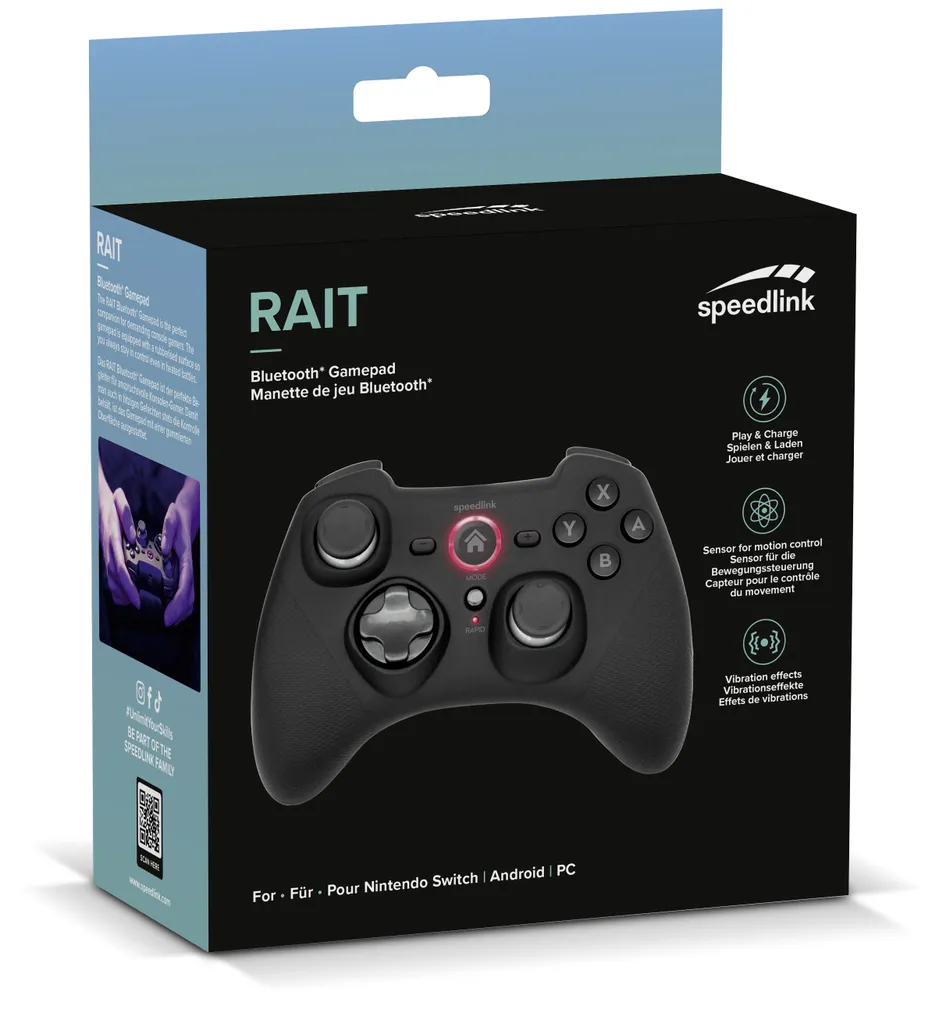 Manette RAIT Gamepad Bluetooth pour Nintendo Switch, OLED et PC Black - 4