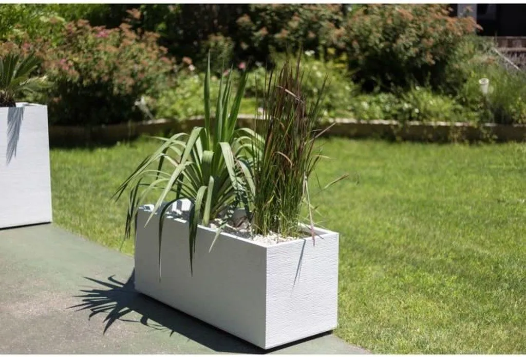 Jardinière Plastique Graphit Eda 99,5cm Blanc - Bac à Fleurs Design - 3