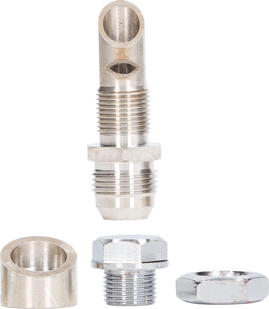 E VAC Scavenger Kit Edelstahl Universal 10AN Bung M18 abgewinkelter O2 M18x1,5 Vakuumstopfen