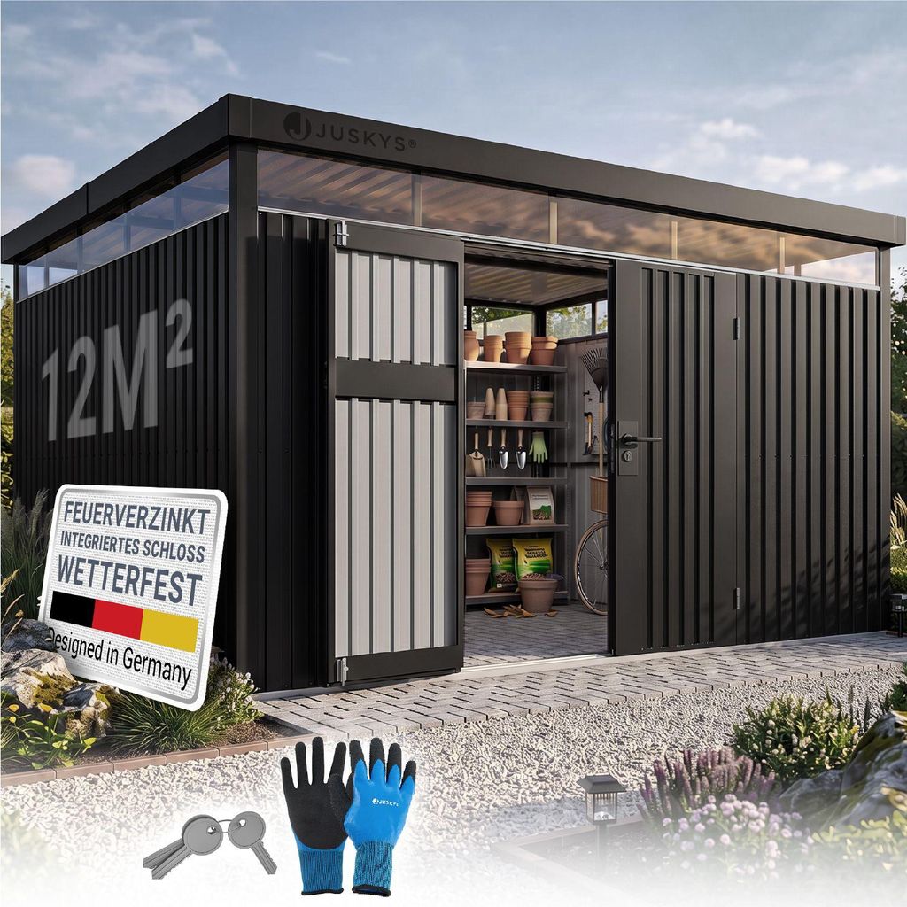 Juskys Metall Gerätehaus Luzern 12 m² - wetterfest & Produktbild 
