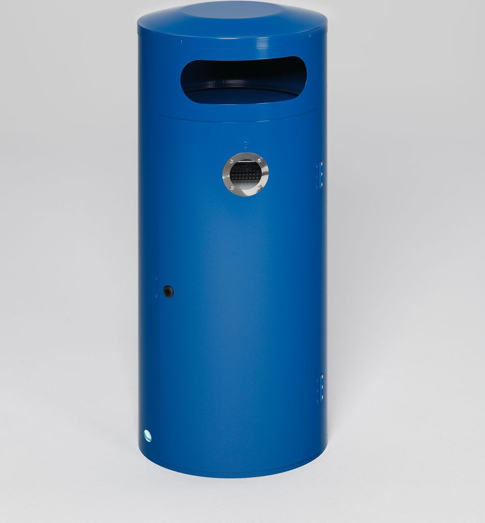 Kombiascher mit Einflügeltür | Ascher innen | 90 Liter, HxBxT 124,5x42x42cm | Verzinkter Stahl | Blau