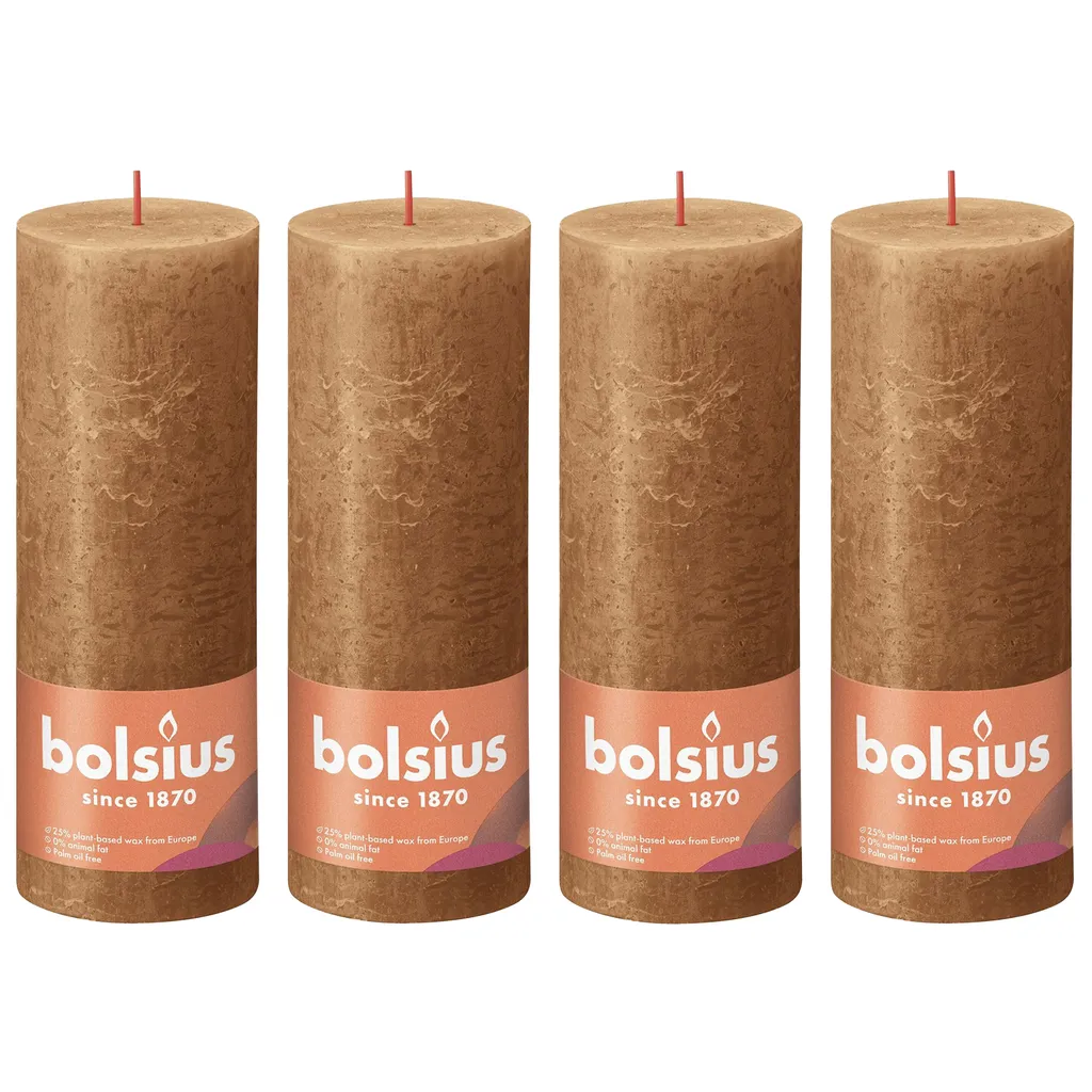 Bougies pour centre de table lot de 4 marron épices 19 cm - Déco rustique