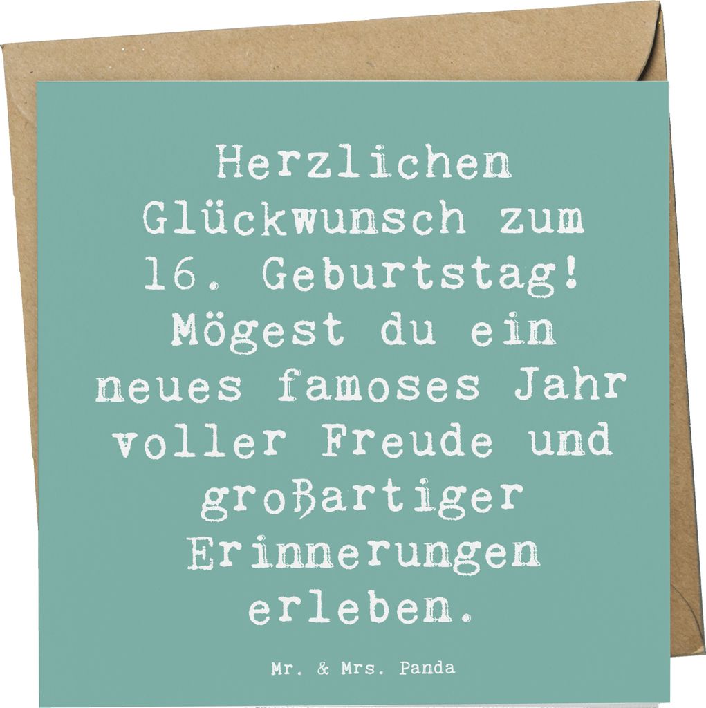 Mr. & Mrs. Panda Grußkarte Spruch 16. Geburtstag - Meeresbrise - Geschenk, besondere Tag, Alter, Klappkarte, Liebe, aufregende Möglichkeiten, ind...
