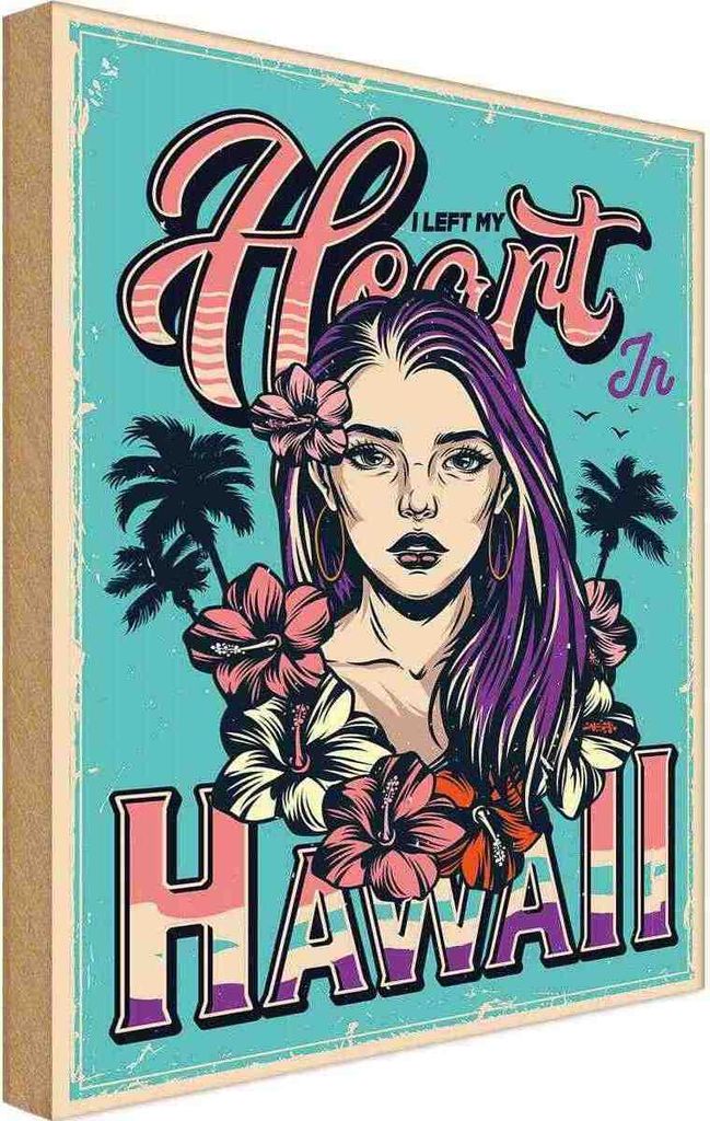 vianmo Holzschild 40x30 cm Hawaii i left my heart Dekoration