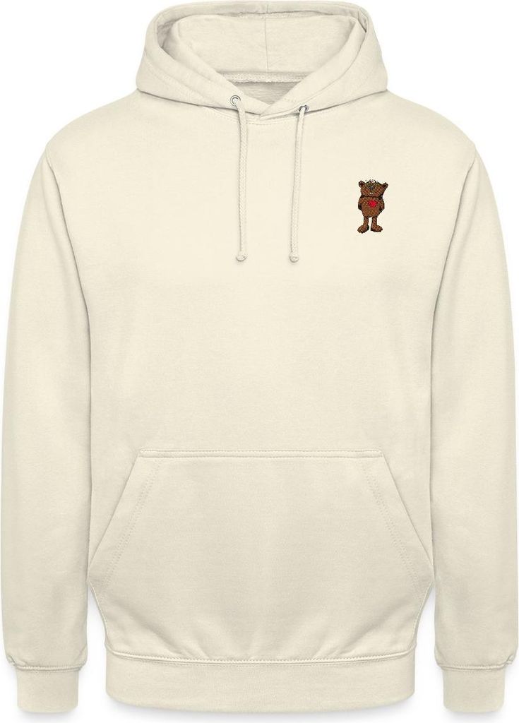 Spreadshirt Janosch Kleiner Bär Stick Uni Hoodie, L, Vanille-Milchshake
